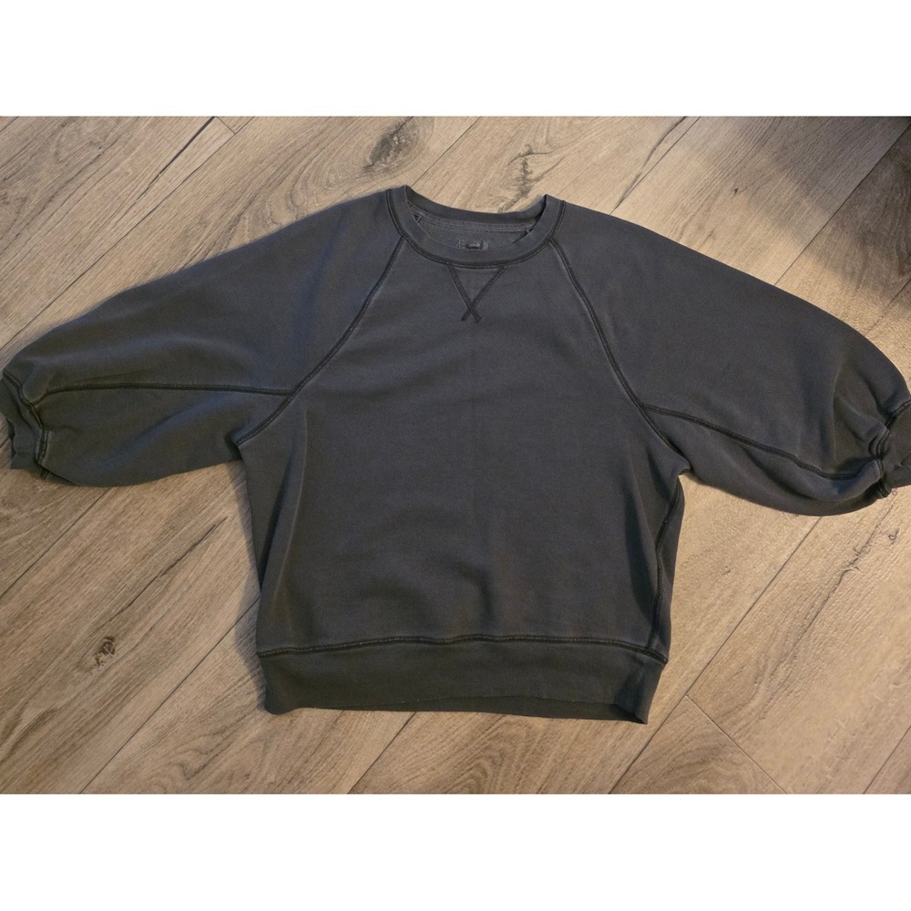 Aerie Women Charcoal Grey Balloon Sleeve Raglan French Terry Sweatshirt Size M